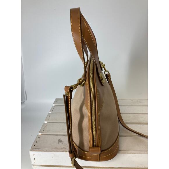 DOONEY & BOURKE VINTAGE LARGE CANVAS, LEATHER CROSSBODY BAG - Picture 3 of 16